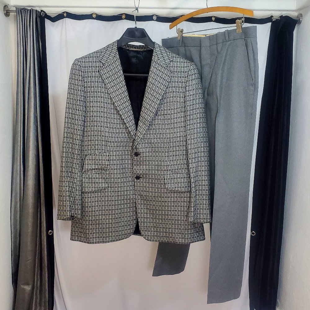 Vtg. Men's Hand Tailored Designer Blazer with Tattersall LTD. Slacks SZ L 43"